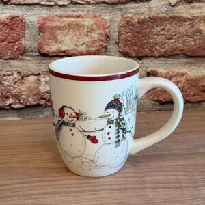Williams-Sonoma Snowman Coffee Mug — Holiday Winter / Christmas — Good Condition
